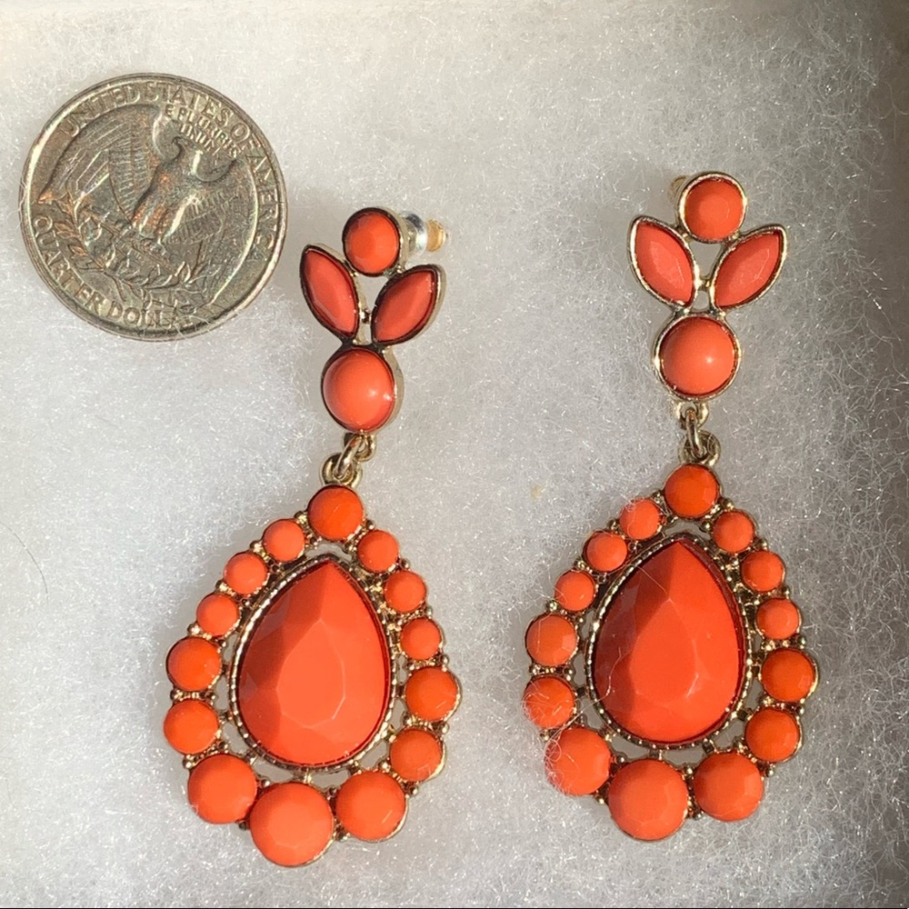 2/$15 DEAL coral jeweled statement earrings